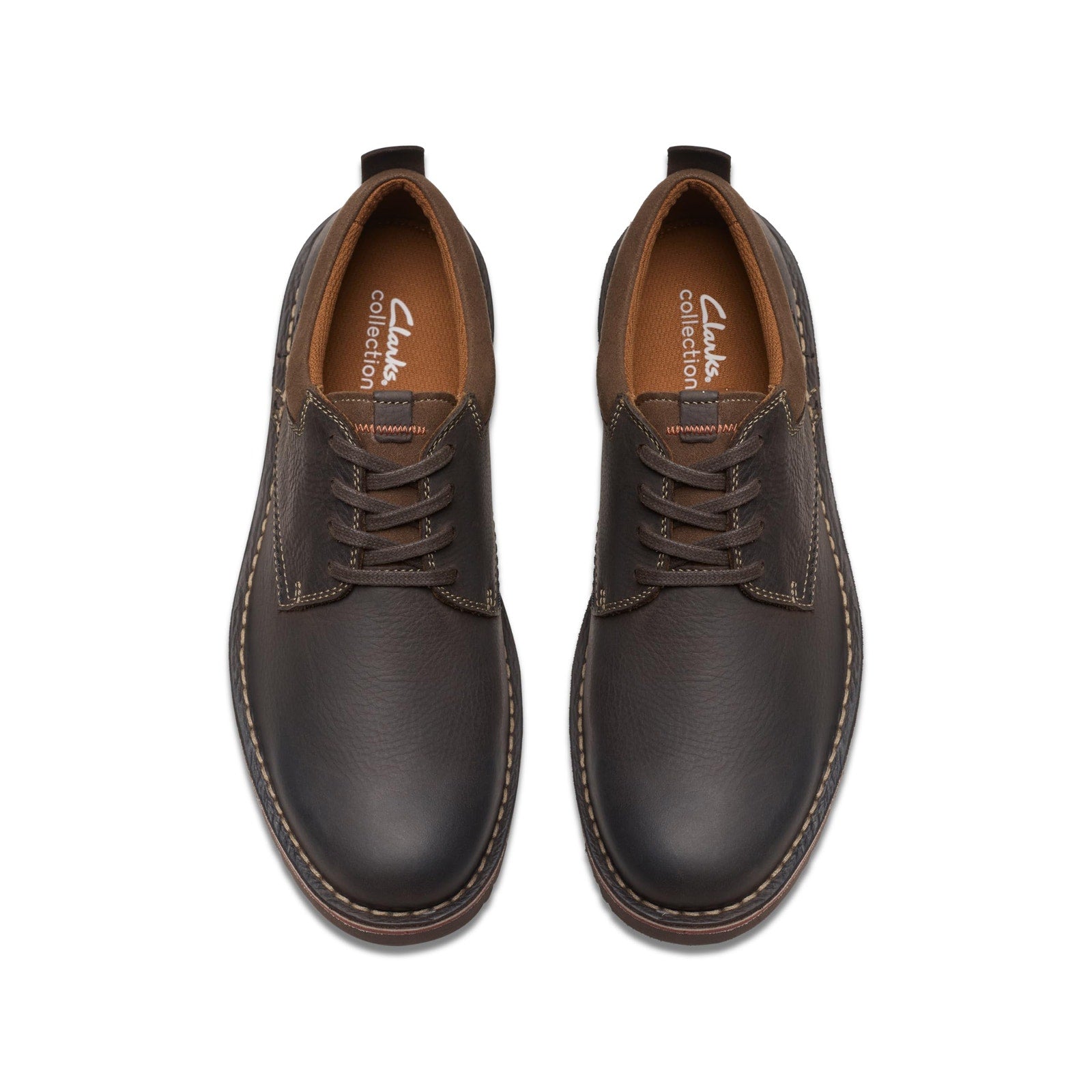 Clarks Men Eastridge Low Oxford Dark Brown Leather Size 7 Wide