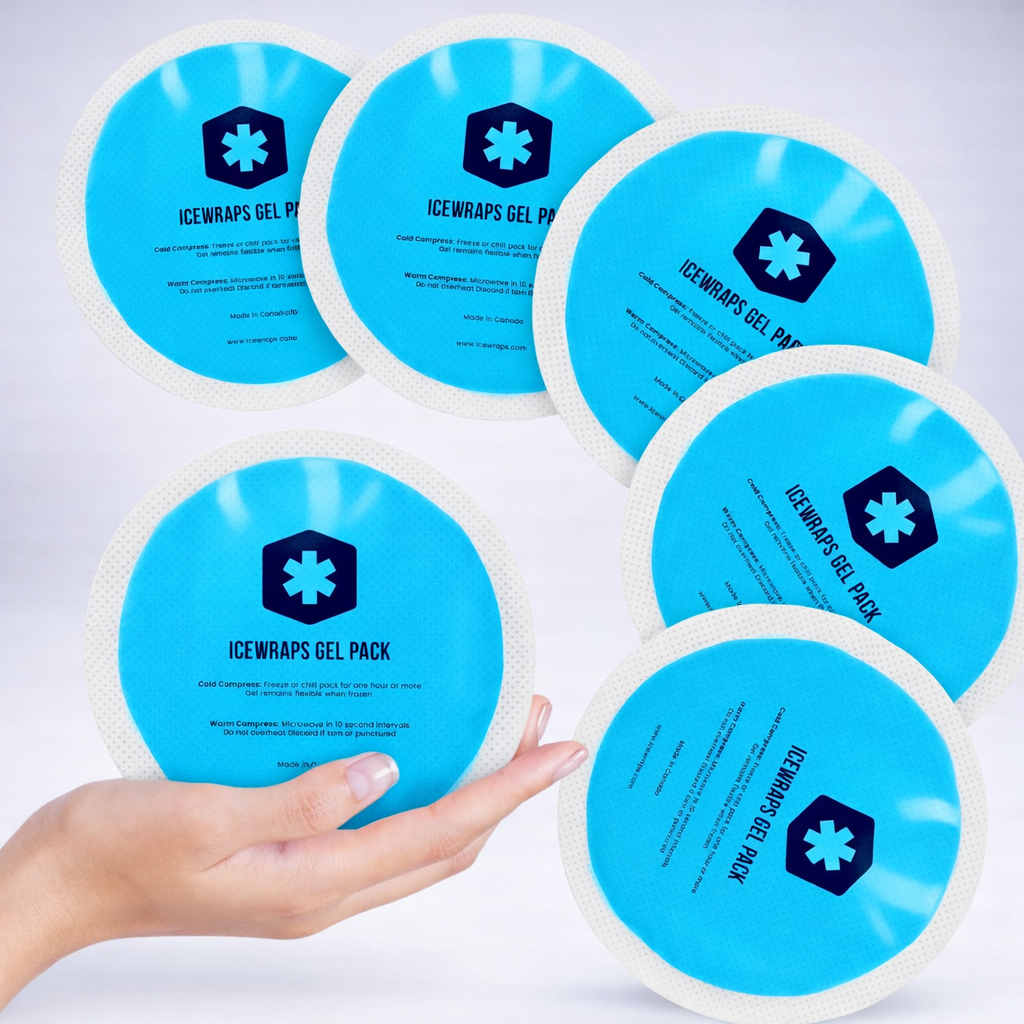 ICEWRAPS 4" Round Gel Ice Packs – Reusable Hot & Cold Therapy,  5 Pack, Blue