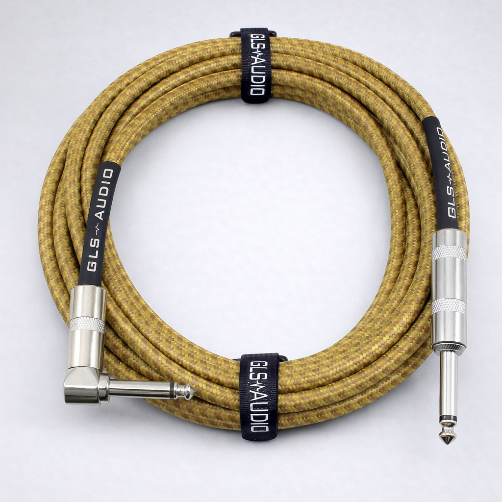 GLS Audio 1/4 Inch Guitar Cable 20ft Straight to Right Angle