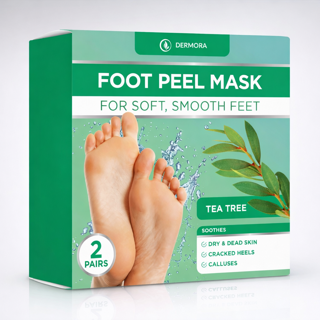 DERMORA Foot Peel Mask Tea Tree 2 Pack for Dry Cracked Feet