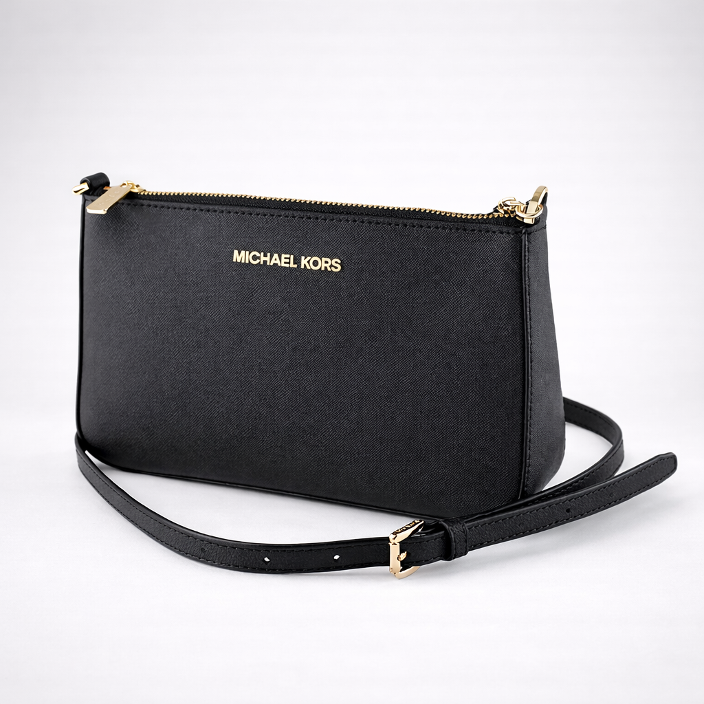 Michael Kors Women Jet Set Travel Pouchette Crossbody Black Medium
