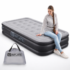 EZ INFLATE Twin Air Mattress with Built-In Pump Flocked Top