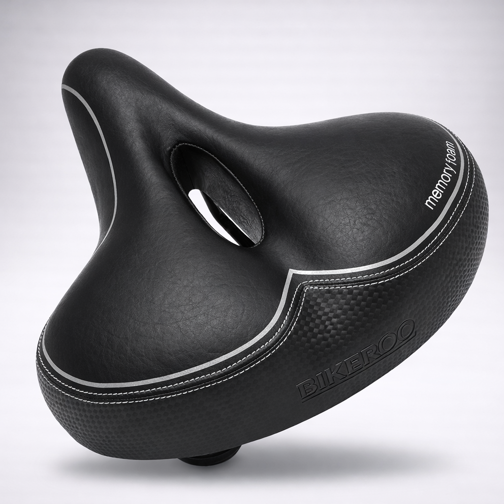 Bikeroo Wide Cruiser Bike Saddle Memory Foam Black