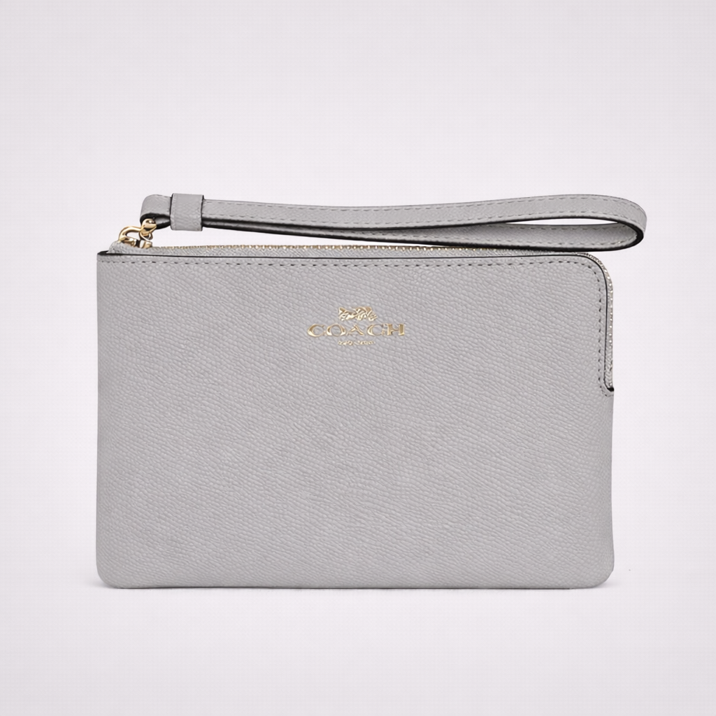 Coach Women Crossgrain Leather Corner Zip Wristlet