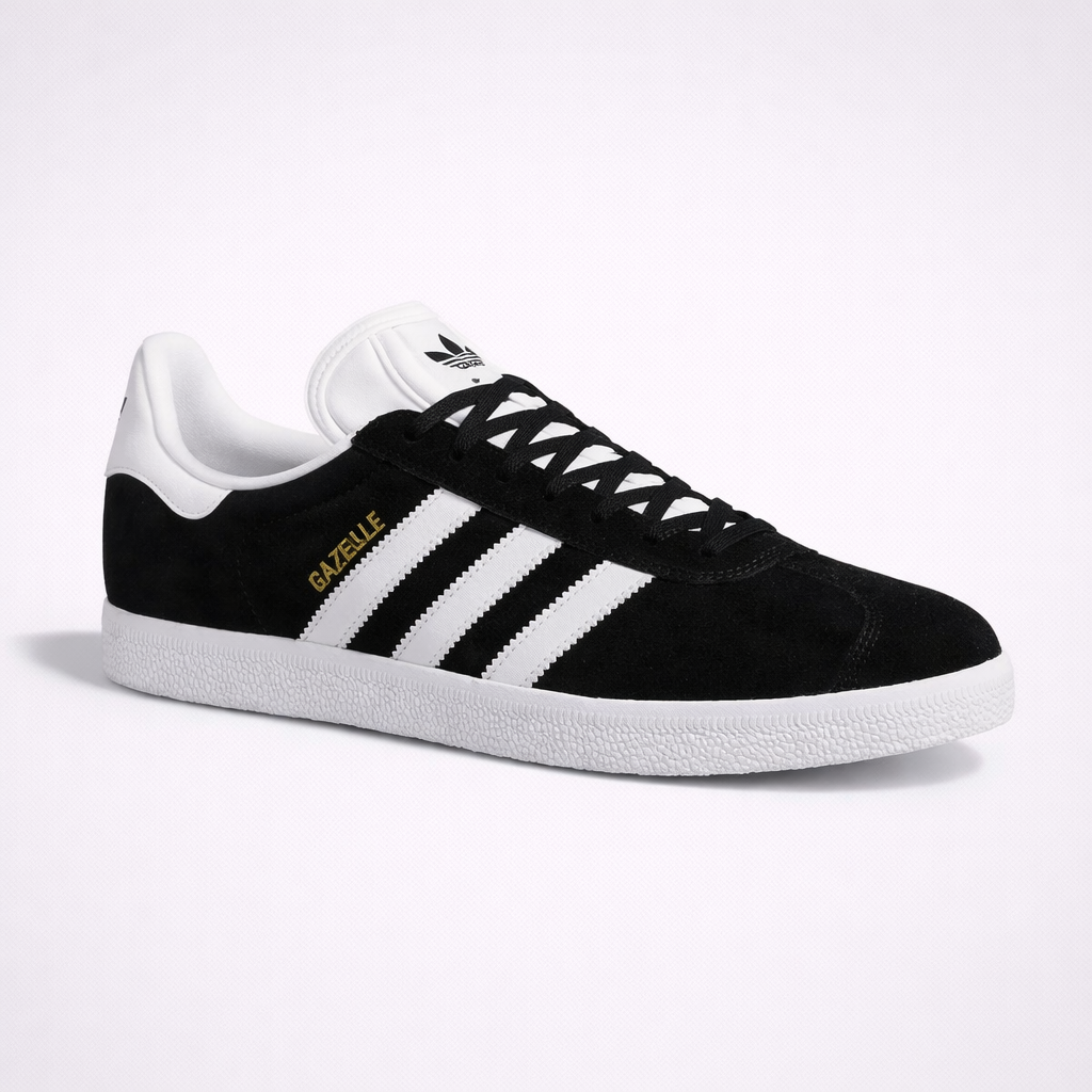 Adidas Men Originals Gazelle Casual Shoes Black/White/Gold Metallic Size 11