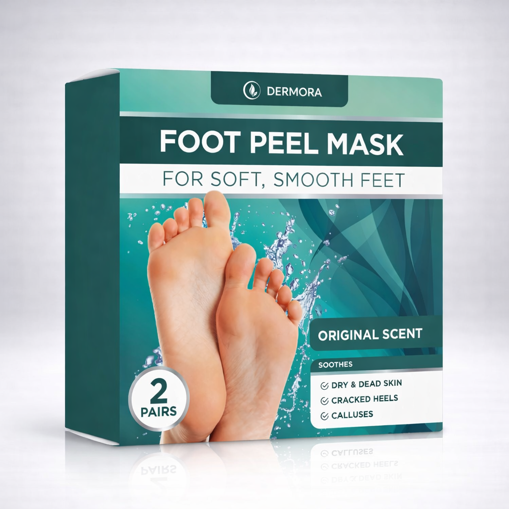 DERMORA Foot Peel Mask 2 Pack for Dry Cracked Feet & Callus