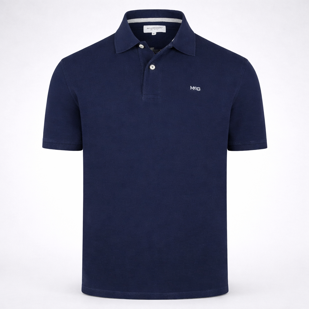 MCGREGOR Men Polo Shirt Cotton Regular Fit Short Sleeve Navy Size L