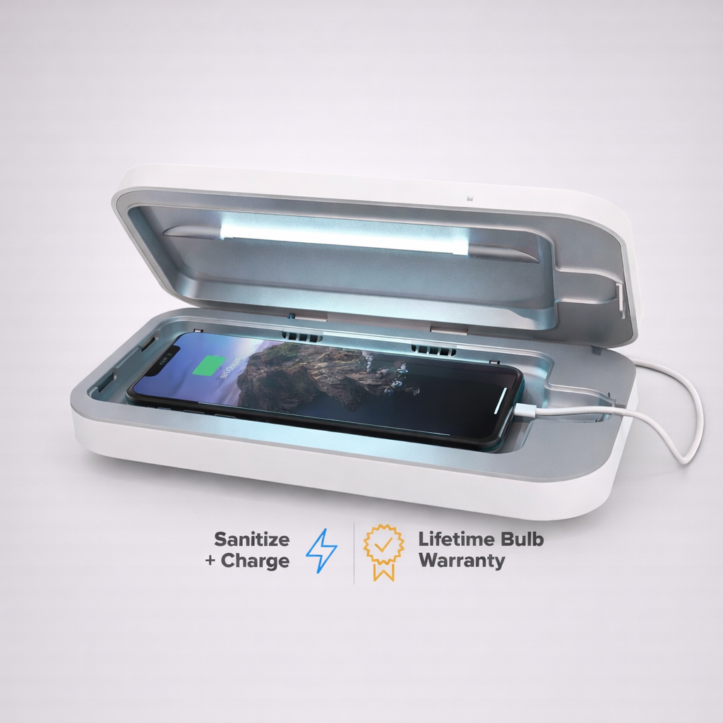 PhoneSoap 3 UV Cell Phone Sanitizer & Dual Charger Box White