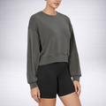 ODODOS Women Soft Long Sleeve Cropped Sweatshirt Charcoal Small
