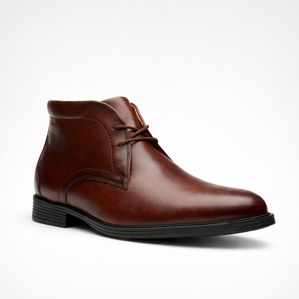 Clarks Men Whiddon Mid Chukka Boot Mahogany Leather Size 7