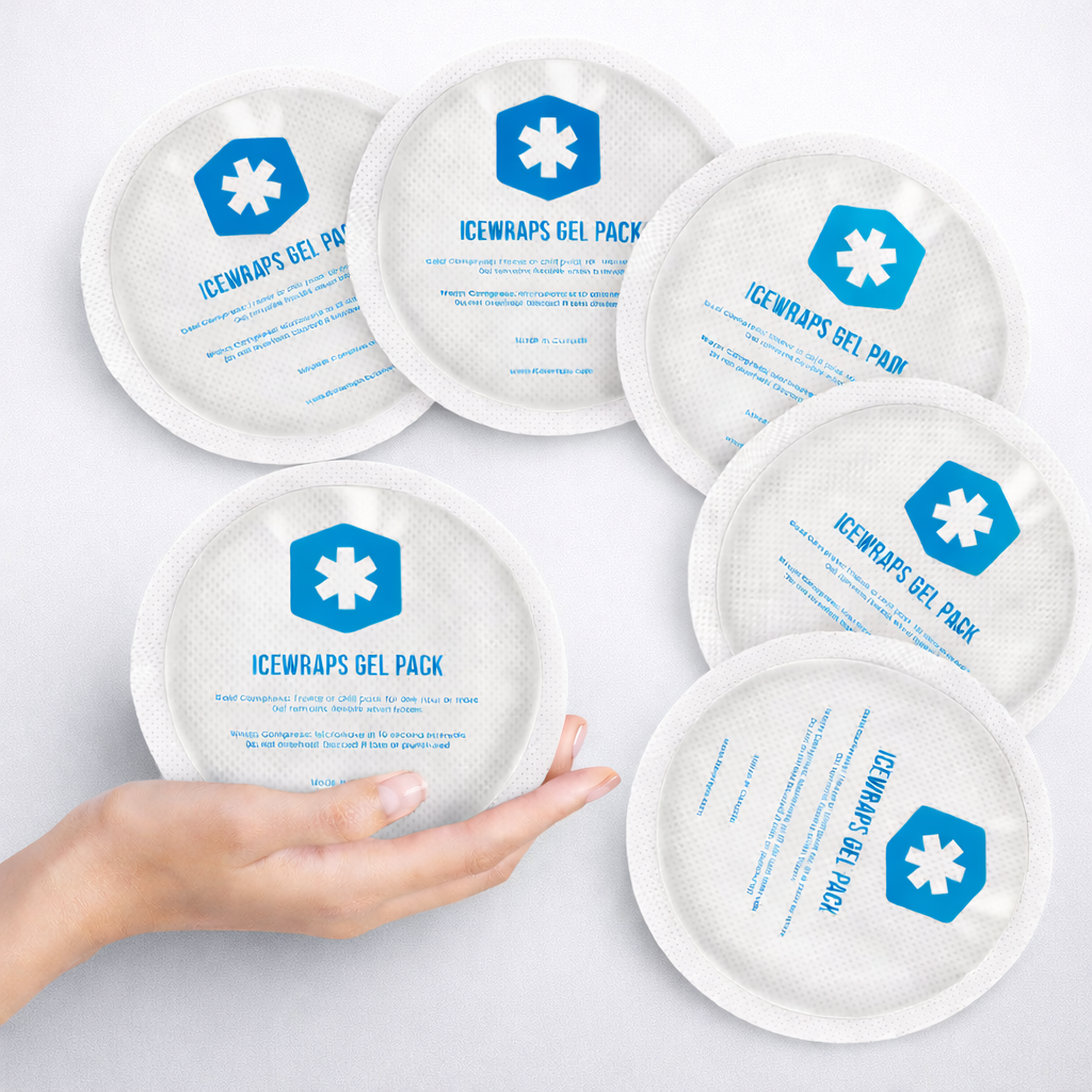 ICEWRAPS 4" Round Gel Ice Packs – Reusable Hot & Cold Therapy,  5 Pack, Clear
