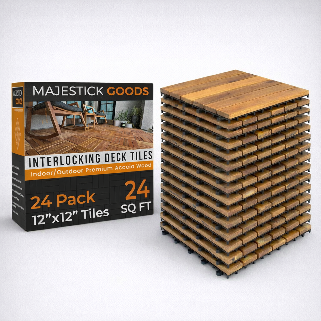 Majestick Goods Long Slat Deck Tiles 12x12 24 Pack