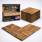 Majestick Goods Acacia Deck Tiles 12x12 Outdoor 8 Pack