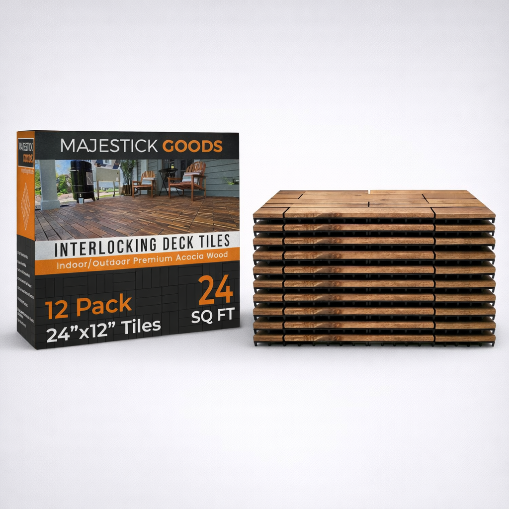 Majestick Goods Long Deck Tiles 24x12 Acacia 12 Pack