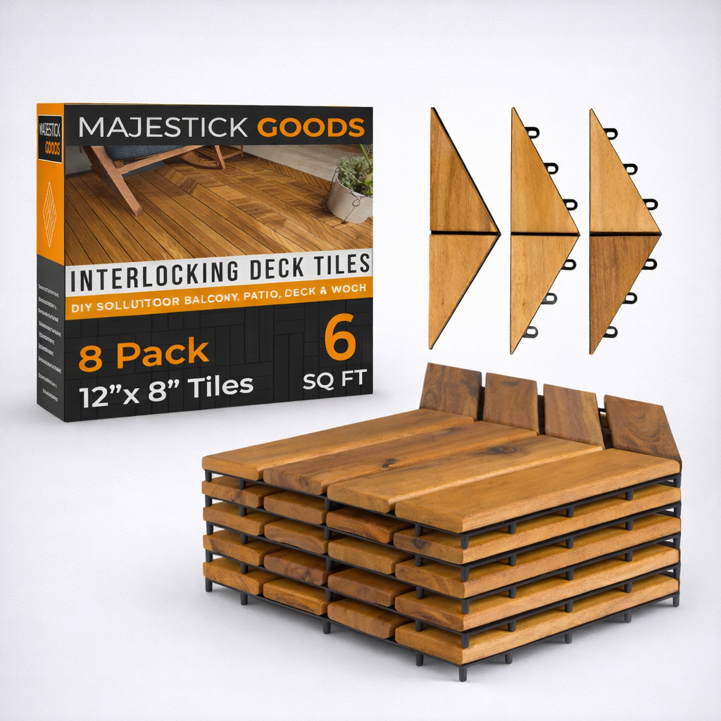 Majestick Goods Deck Tiles Herringbone 6 Sq Ft 8 Pack