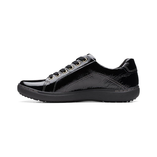 Clarks Women Nalle Lace Sneakers Black Patent Size 7.5 Wide