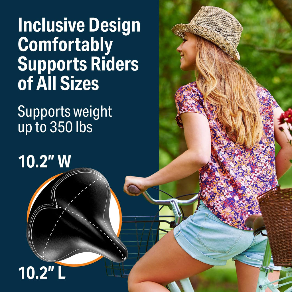 Bikeroo Wide Cruiser Bike Saddle Memory Foam Black