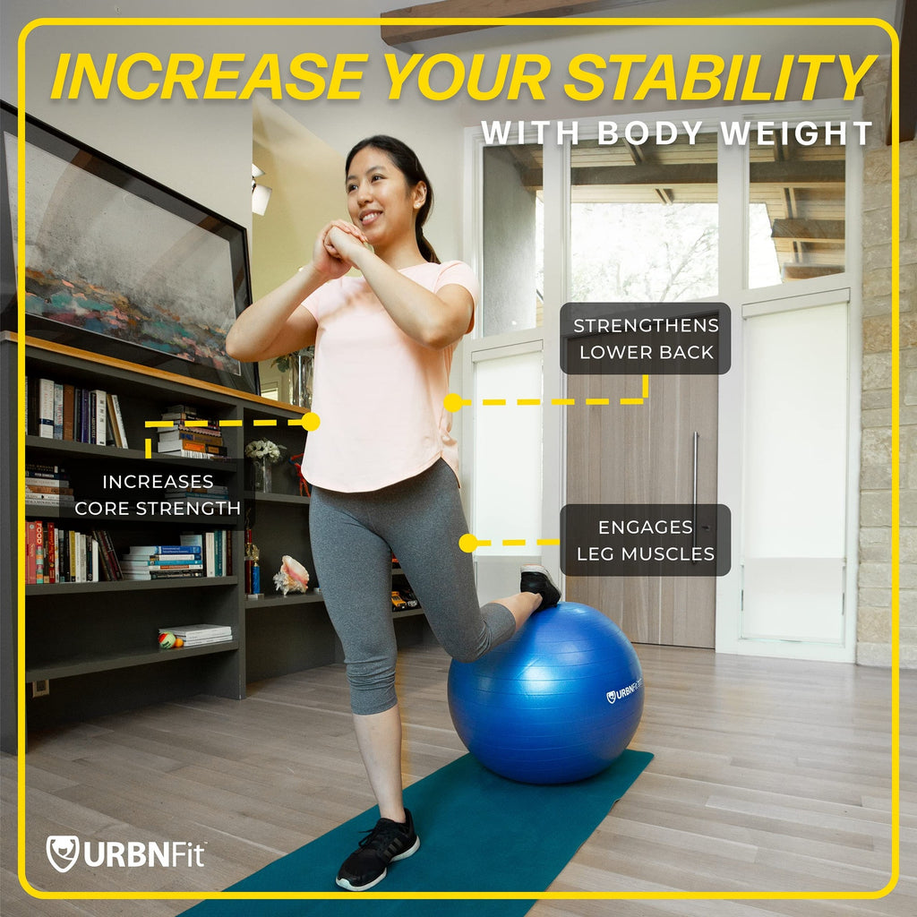 URBNFit 65cm Exercise Ball for Stability & Yoga, Blue