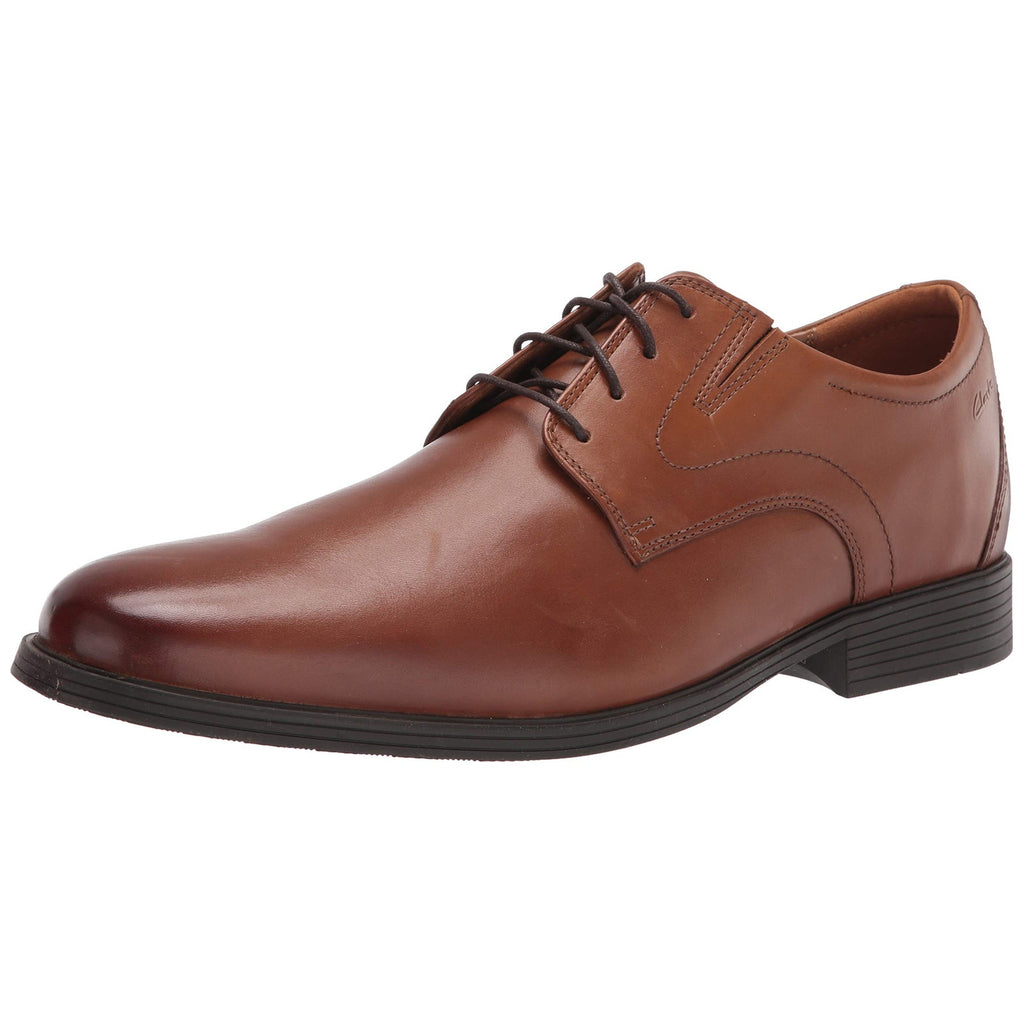 Clarks Men Whiddon Plain Oxford Dark Tan Leather