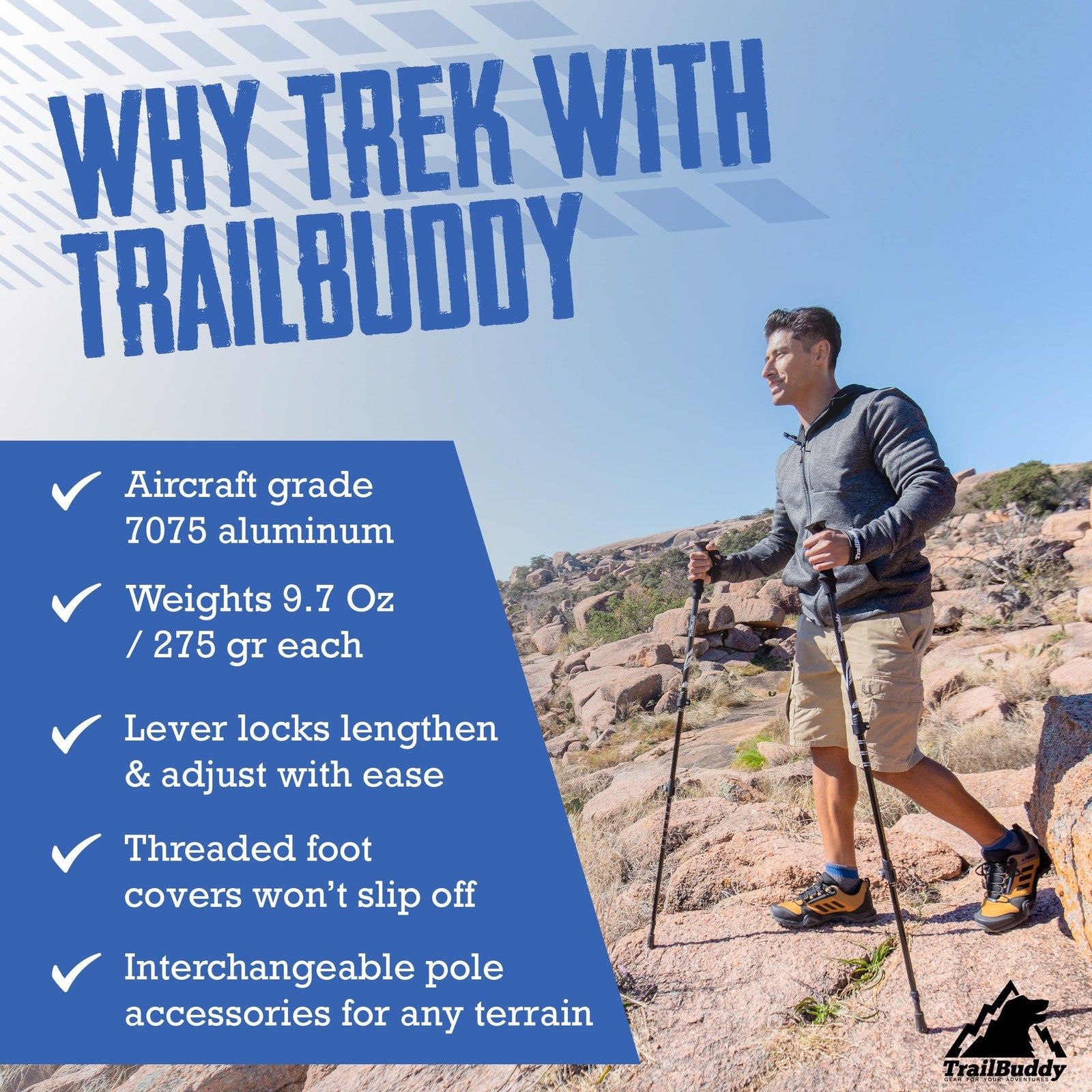 TrailBuddy 7075 Aluminum Trekking Poles