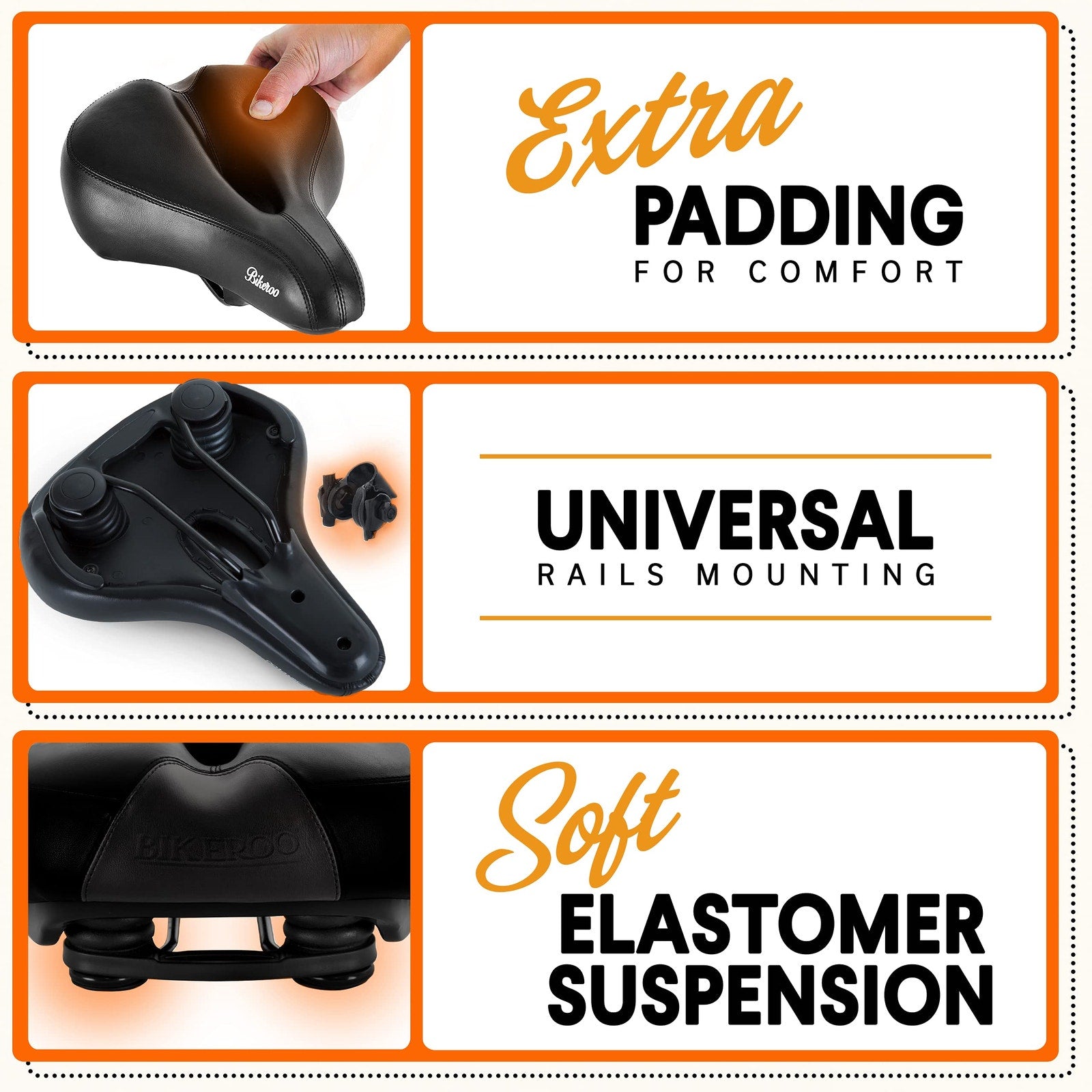 Bikeroo Comfort Bike Saddle Memory Foam Black