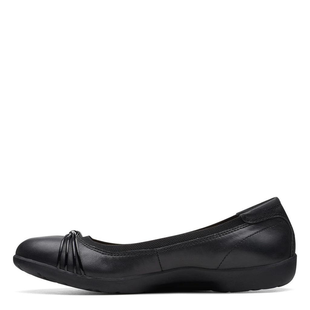 Clarks Women Meadow Rae Ballet Flat Black Leather Size 7.5