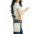 Michael Kors Women Jet Set Travel Logo Crossbody Bag White Medium