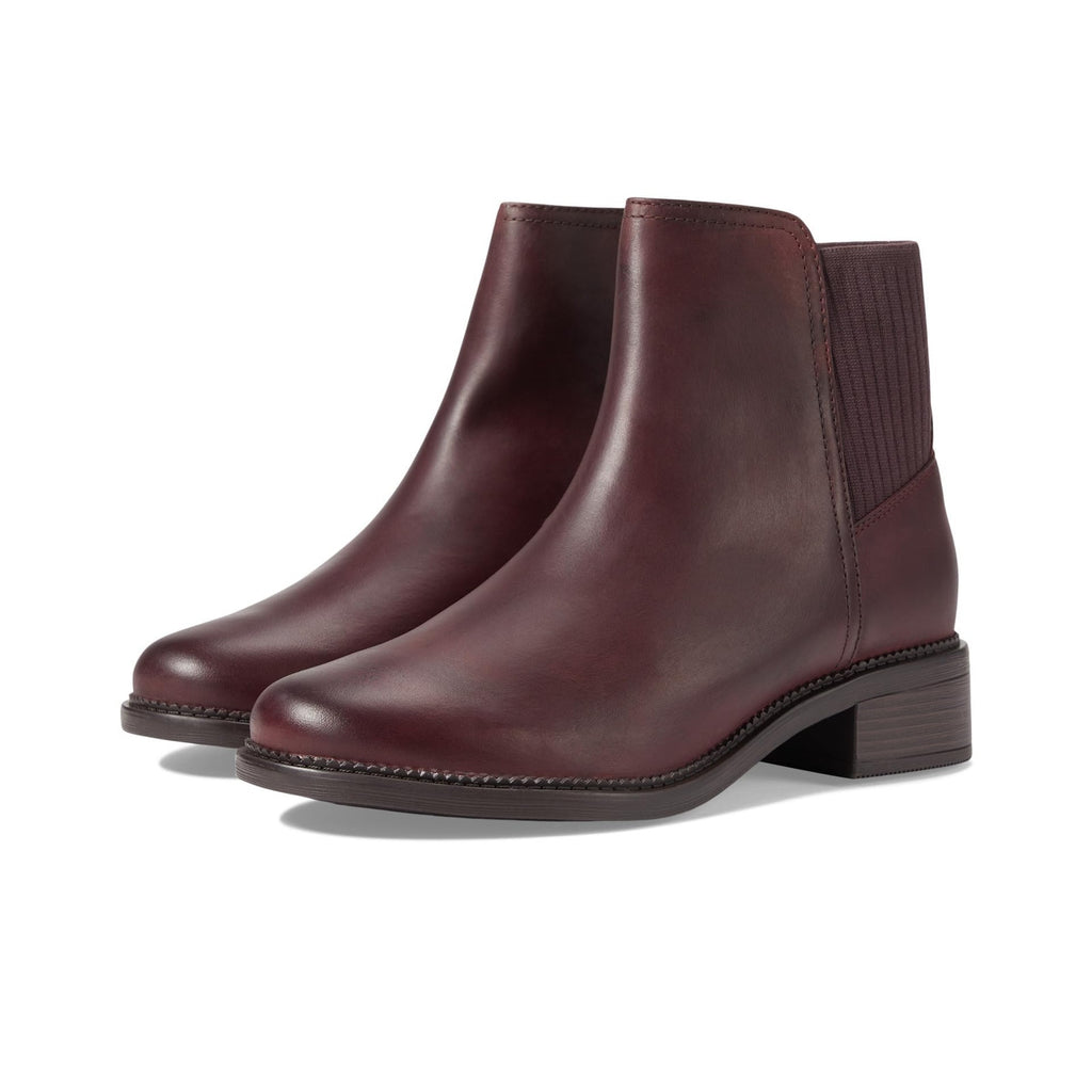 Clarks Women Maye Palm Fashion Boot Bordeaux Leather Size 10