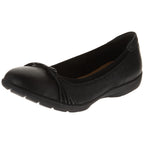 Clarks Women Meadow Rae Ballet Flat Black Leather Size 7.5