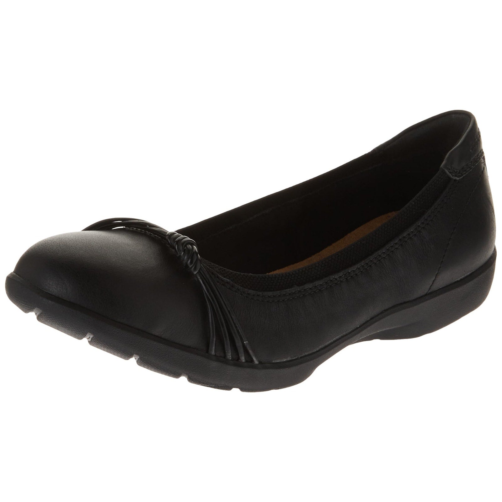 Clarks Women Meadow Rae Ballet Flat Black Leather Size 7.5