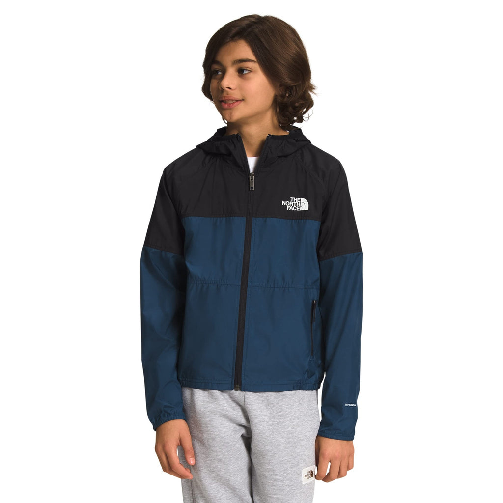 The North Face Kids Never Stop Hooded Wind Jacket Shady Blue Size M