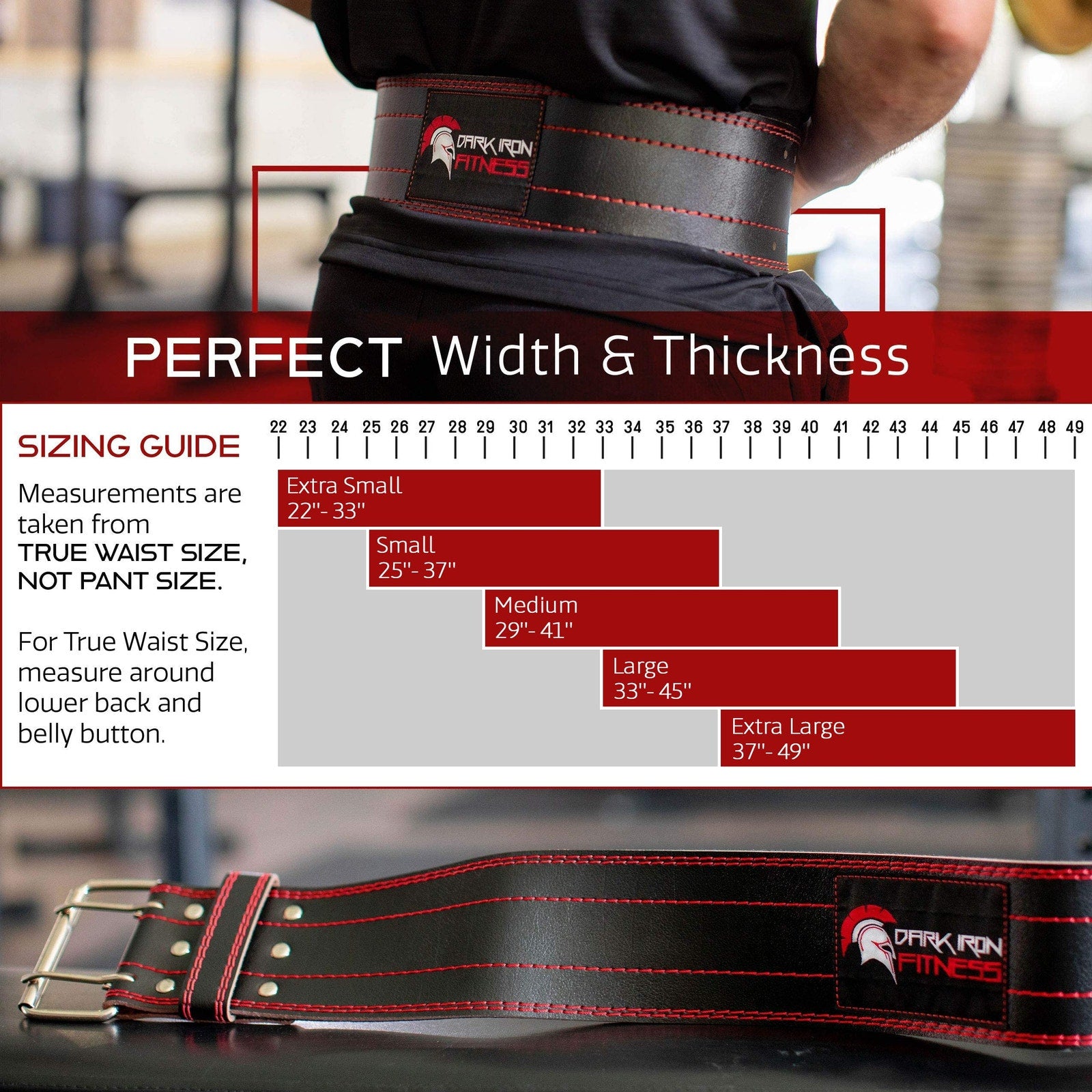 Dark Iron SM Fitness Weight Lifting Belt Black Leather