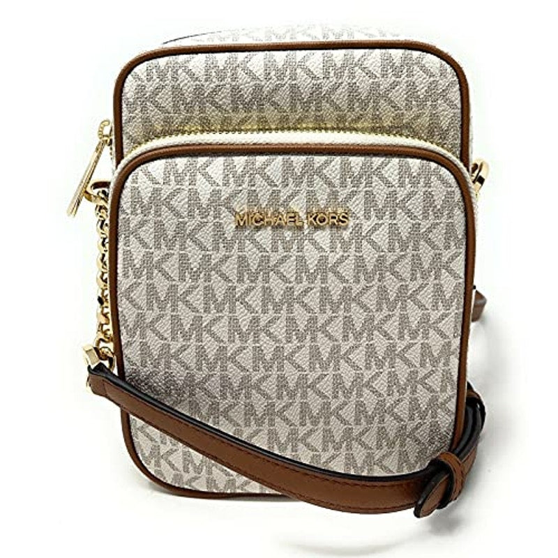 Michael Kors Women Jet Set Travel Logo Crossbody Bag White Medium