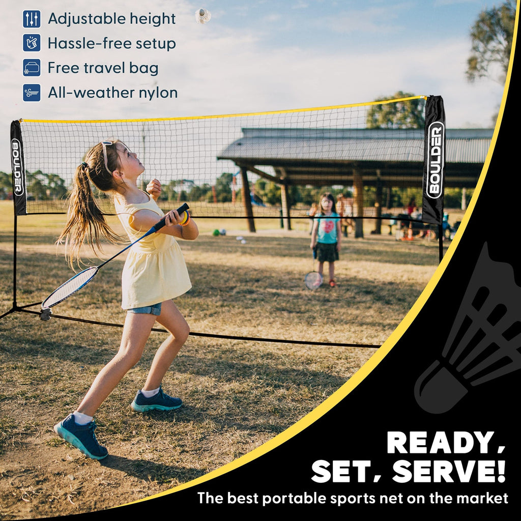 BOULDER Portable Badminton Pickleball Net 10 FT Black