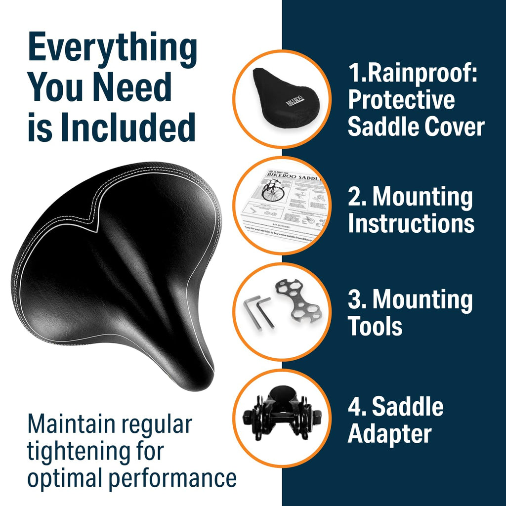 Bikeroo Wide Cruiser Bike Saddle Memory Foam Black