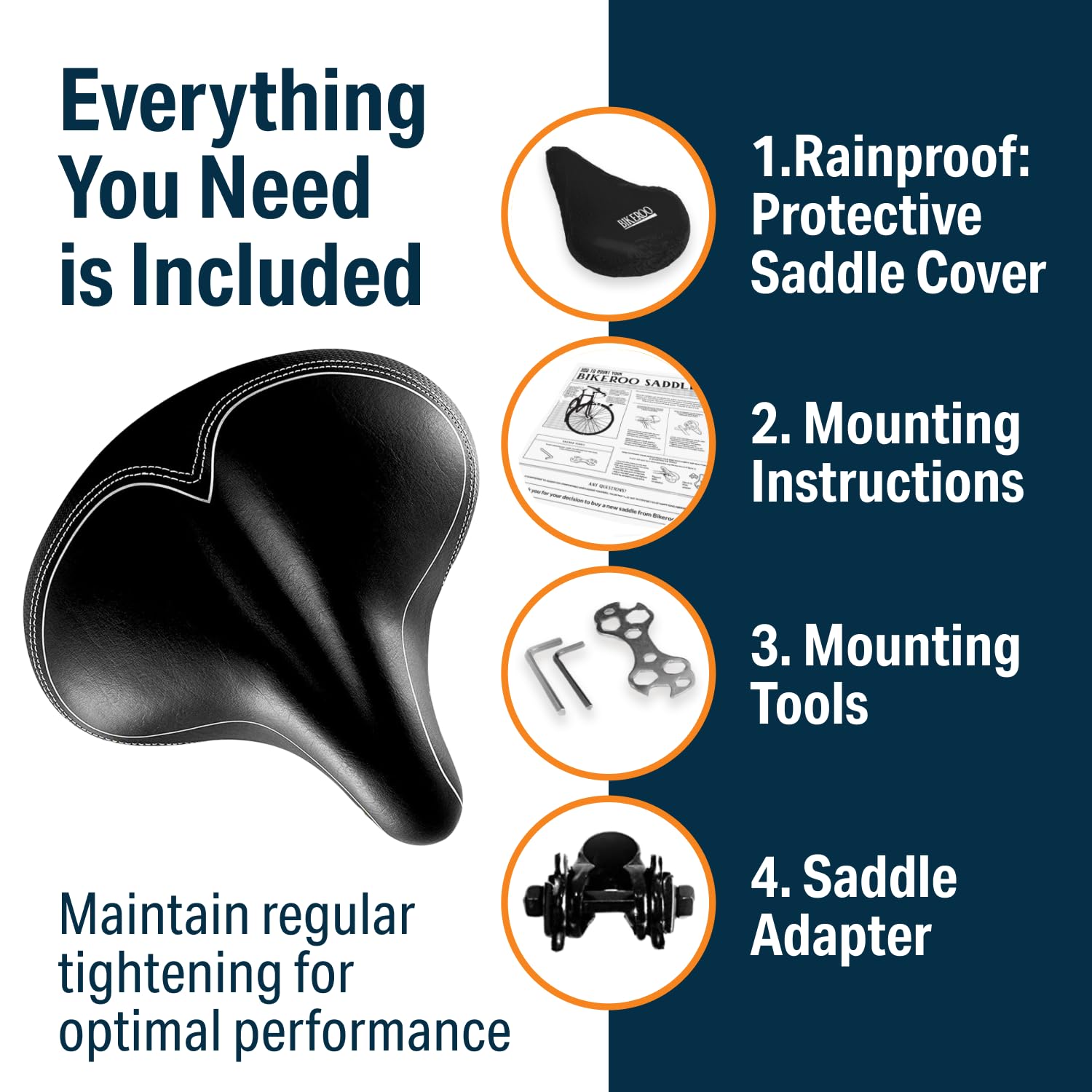 Bikeroo Wide Cruiser Bike Saddle Memory Foam Black