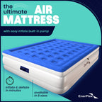 EnerPlex Twin 18" Air Mattress with Built-In Pump, Double Height Blue