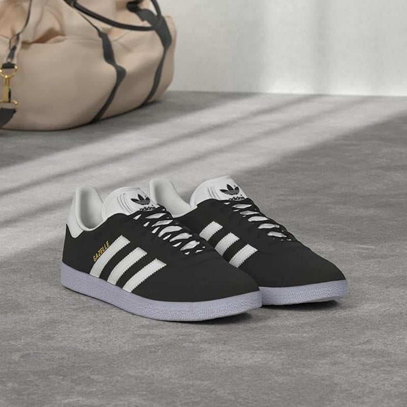 Adidas Men Originals Gazelle Casual Shoes Black/White/Gold Metallic Size 11