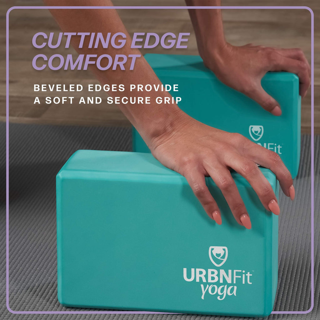 URBNFit Yoga Blocks 2 Pack with Strap High Density Foam