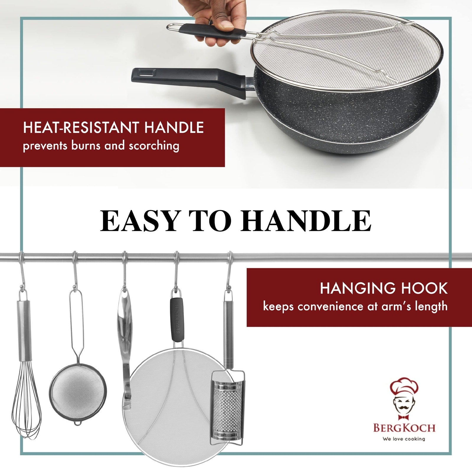 Bergkoch 13" Grease Splatter Screen Stainless Steel Frying Pan