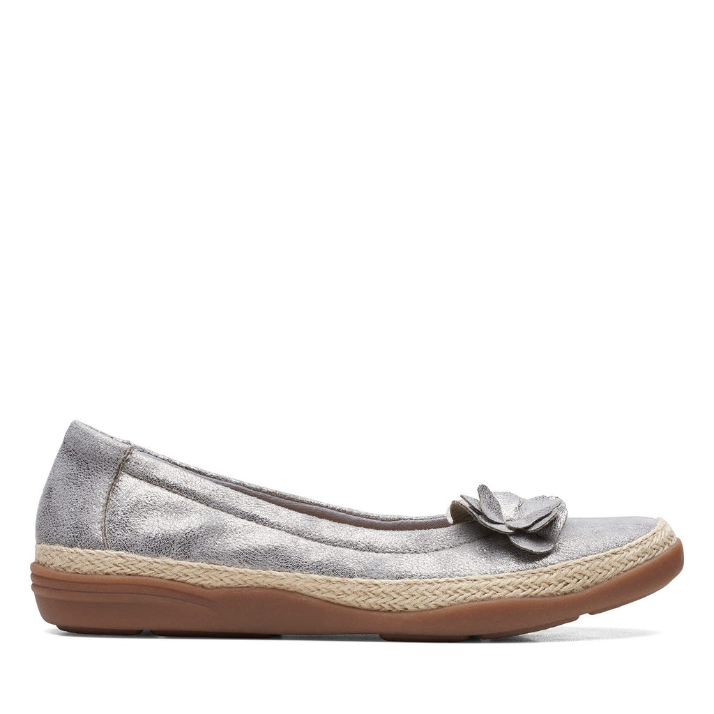 Clarks Women Elaina Jade Ballet Flat Pewter size 7N