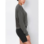 ODODOS Women Soft Long Sleeve Cropped Sweatshirt Charcoal Small
